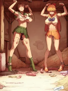 sailor venus and sailor jupiter being toyed with