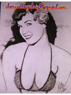 charcoal of the queen of pinups bettie page