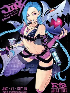 jinx from league of legend goes crazy with a her futanari friends!