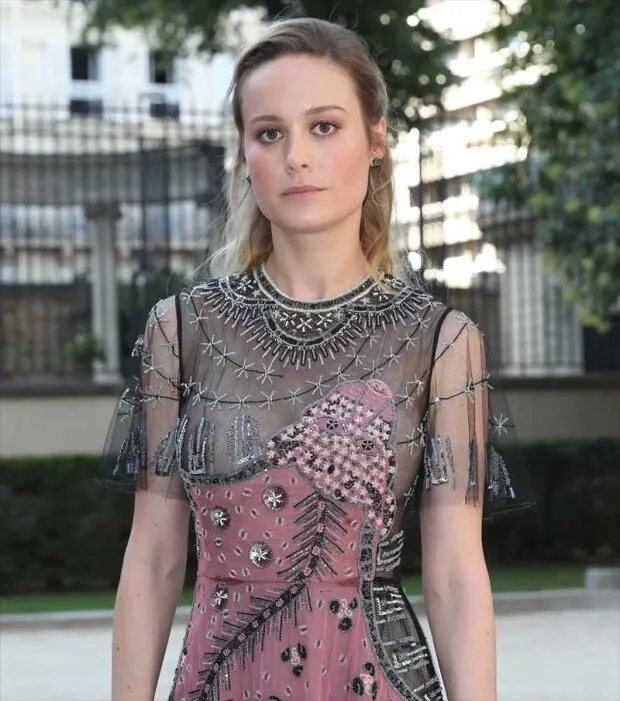 brie larson nipple slip peek in see through lace dress
