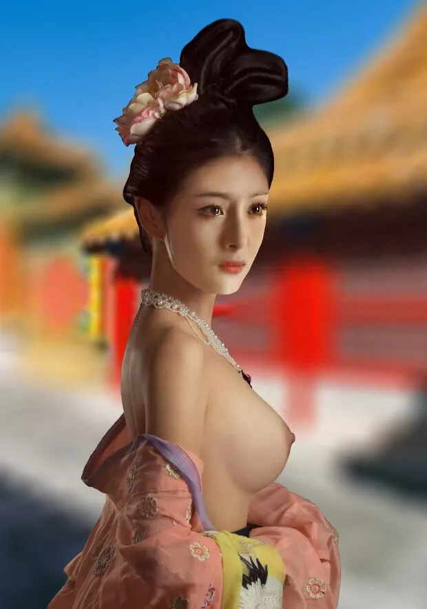 yangmi with the traditional clothing of the han chinese.