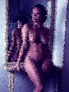 painting- letting the light show her curves...