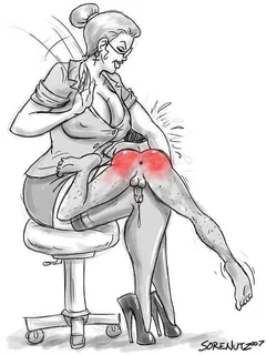 femdom bare bottom spanking drawing