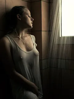 wet shirt while showering