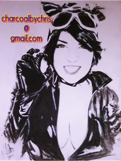 charcoal of sexy catwoman cosplayer