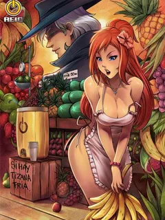 hot redhead shopping at grocery store