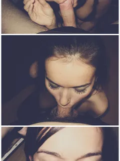 beautiful brunette in awesome novice blowjob photo
