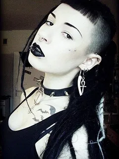 toxic devil should be one of the suicidegirls w/ her pale skin, gothic spiked collar & cool emo looks - fota gothh cooll collarr bad ass