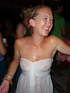 blonde teen wet dress see-thru