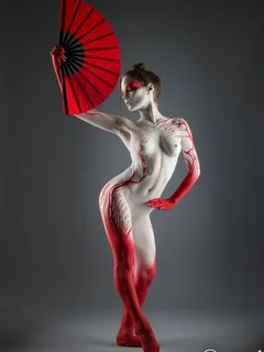 white & red body paint