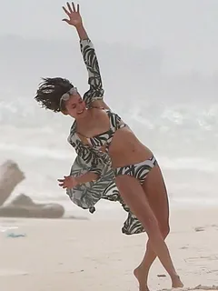 nina dobrev areola slip on the beach