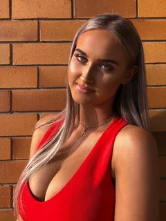 aimee red dress amazing cleavage