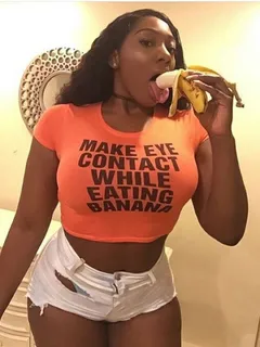 make eye contact while eating banana