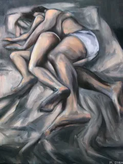 art of women - couples in love - a couple sleeping