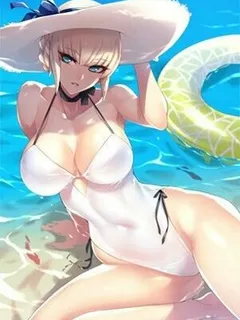 busty one piece swimsuit anime babe