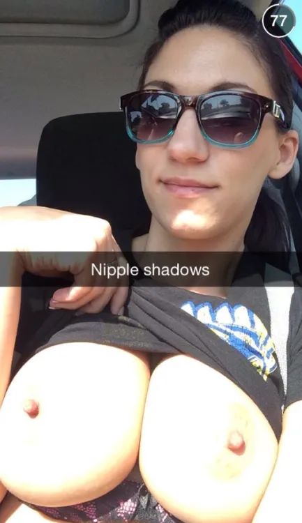 big tits in car snap