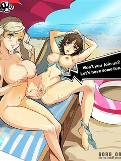 ann takamaki and makoto niijima want to have fun at the beach centi