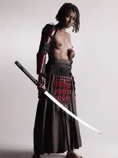 beautiful black queen dressed as a samurai