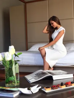 tight white dress on bed