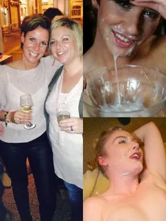 before / after, my friends and me kept on cumming on the faces of these 2 lovely hot wifes at our party. 53g