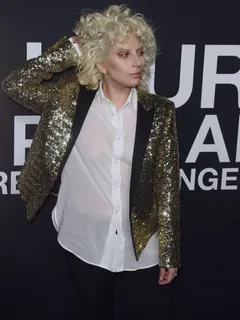 lady gaga braless in see through blouse