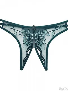 sexy flower embroidered lace crotchless g-string t-back gift for women see through seamless underwear mesh thong panties underpants lingerie