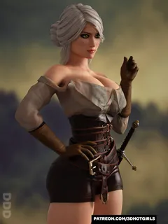 busty and thick sexy fantasy character in leather