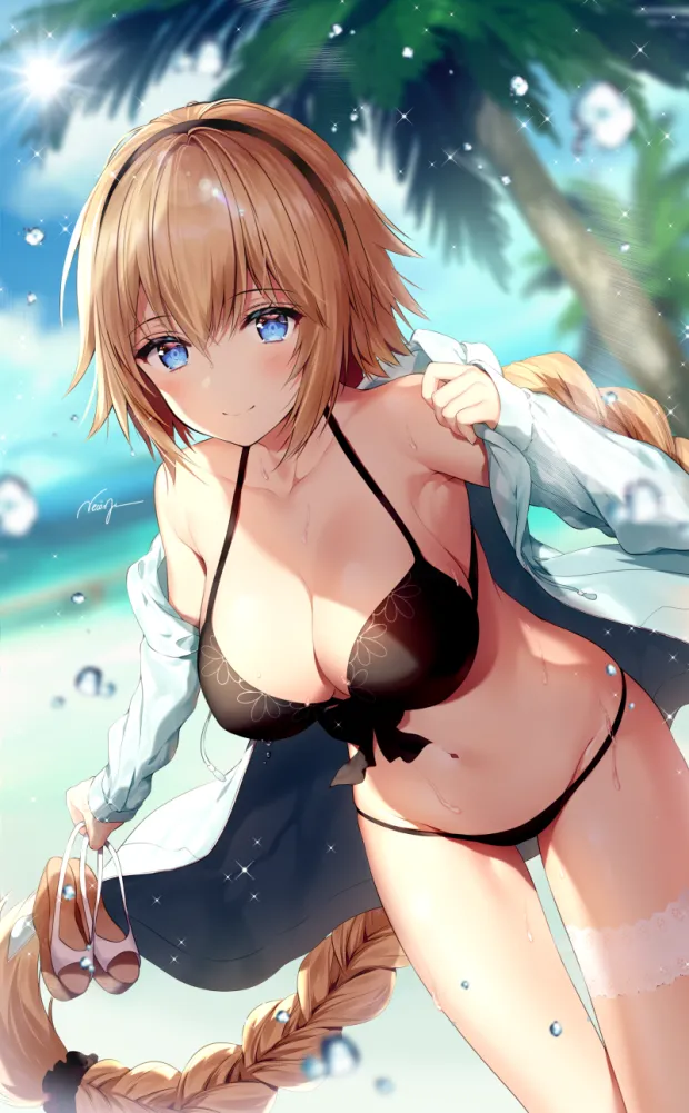 bitch ecchi is walking on the beach