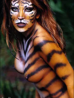 angelica bridges body painted as a tigress