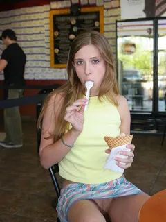 no panties upskirt with ice cream