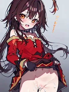 megumin showing pussy full of cum