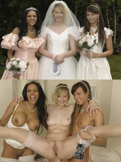 bride and bridesmaids get naked