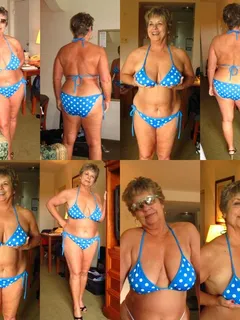 big tit granny showing her bikini on vacation