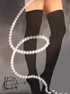 painting of knee high socks and sexy legs with pearls by adam taha