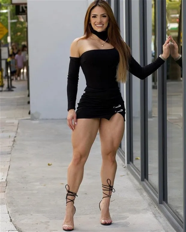 fitness model with sexy muscles and great legs