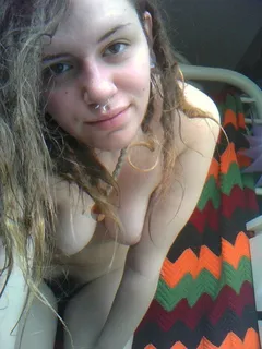 naked cute hippie selfie