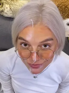 owlcrystal is beautiful with glasses and cum on face