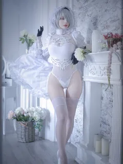 2b gets married-candid cosplay on character from nier: automata