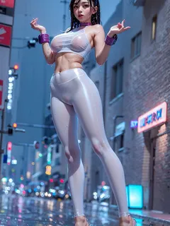 ai art | slut in white gets caught in the rain 1