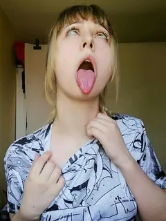 ahegao in her ahegao shirt.