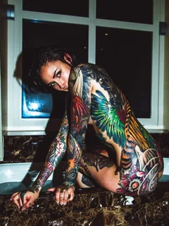 hot model with amazing body art