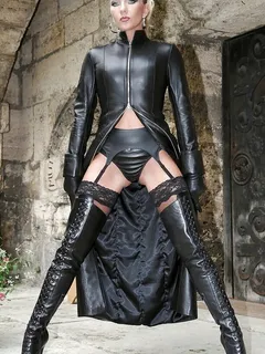 mistress standing with spread legs