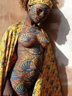 african beauty has her nude body decorated