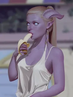 cute draenei eating a banana.