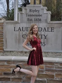 cayla crowder in a sexy lil red dress