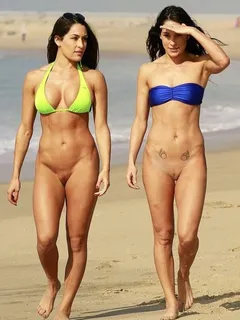 2 hot bitches walking around showing off their pussies