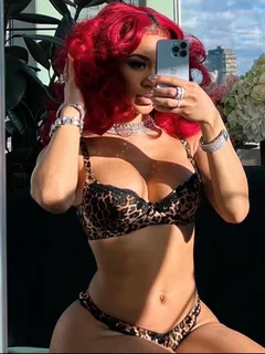 saweetie in leopard-print bra and panties