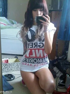 sexy teen selfshot with only shirt & pantie