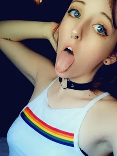 hottie in choker with ahegao face