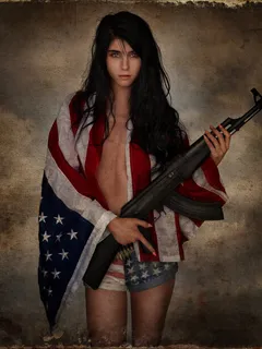 is that a us flag with an ak-47 ??